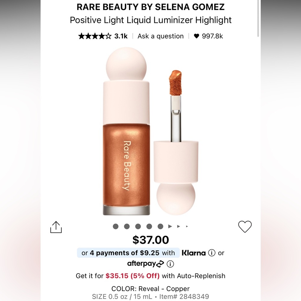 Rare Beauty Positive Light Liquid Luminizer Highlighter SHADE REVEAL